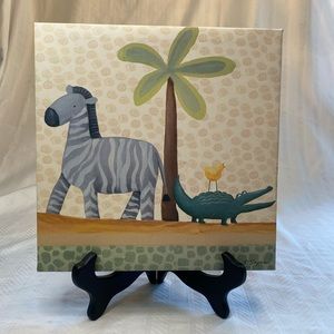 Baby room wall art zebra, alligator on canvas.